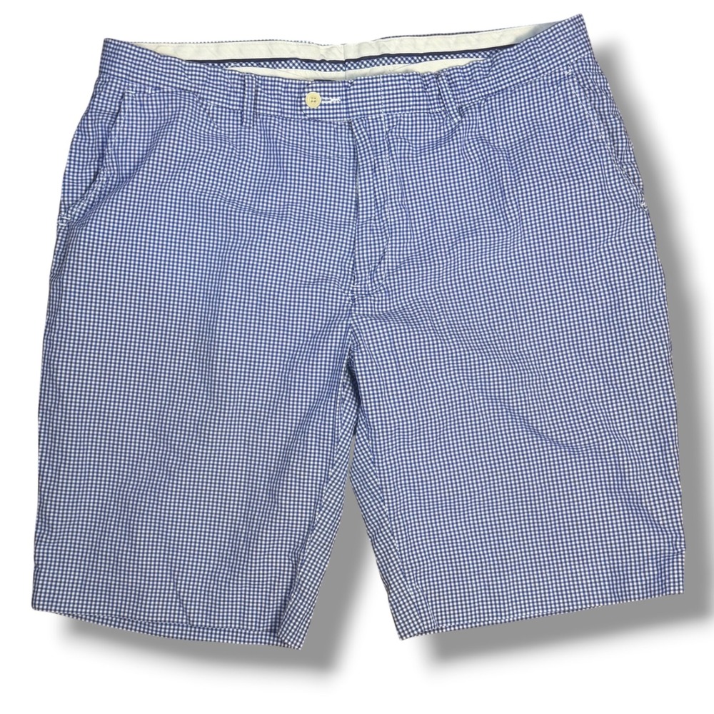 Vintage Polo Ralph Lauren Shorts Men 40 Blue Gingham Preppy Classic Fit Golf